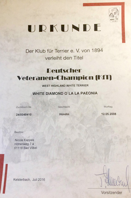 Mias Urkunden :: Deutscher Veteranen-Champion KfT